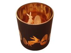 Teelichtglas Hase Gold