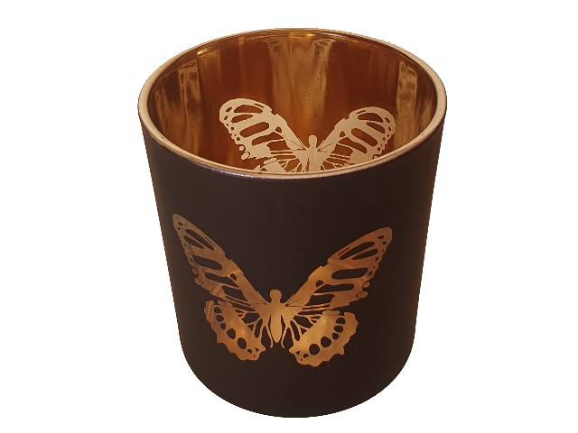 Teelichtglas Schmetterling Gold