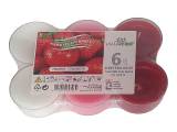 Maxi-Duftteelichter Jumbo 6er Erdbeere transparenter Hülle